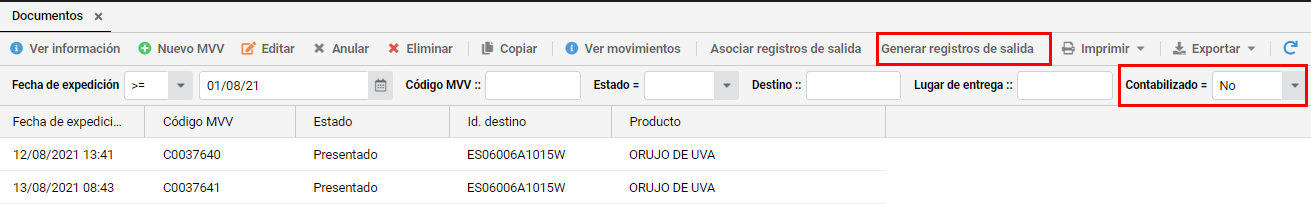 Salidas sin existencias 5