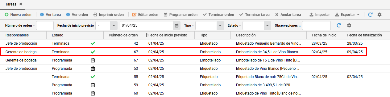 terminar orden 05
