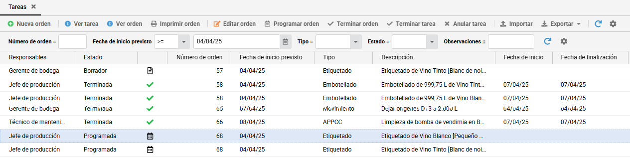 terminar orden 06