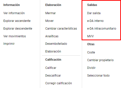 Salidas producto 1
