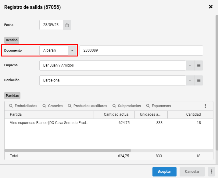 salidas producto 9